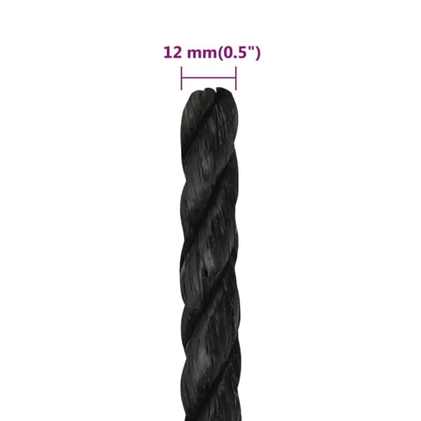 Rep svart 12 mm 25 m polypropen