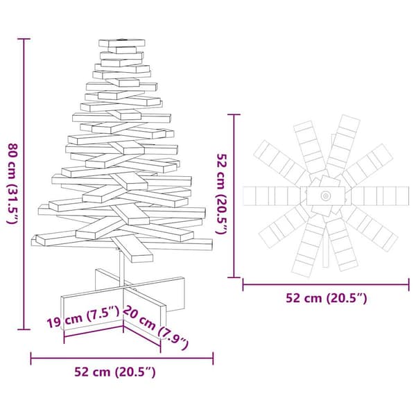 Julgran trä vaxbrun 80 cm massiv furu