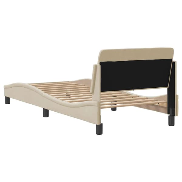 Bed Frame with Headboard "Dover" Cream 90x200 cm Fabric