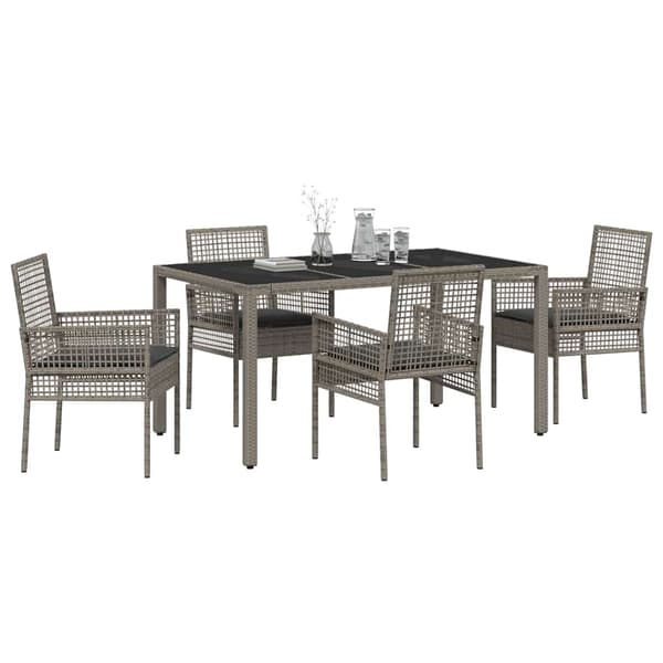Trädgårdsmöbelset 5 pcs Grå konstrotting