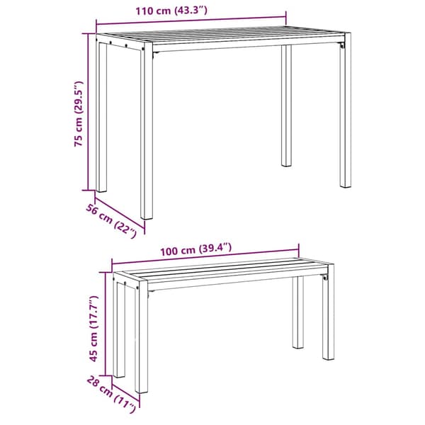 Trädgårdsmöbelset 3 pcs Antracit Stål