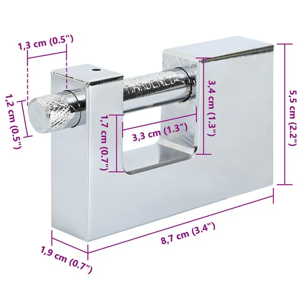 Hänglås 2 pcs Silver Stål