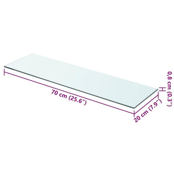 Hyllplan glas genomskinlig 70x20 cm