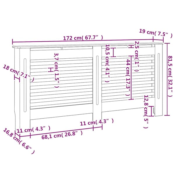 Elementskydd 2 st vit 172x19x81,5 cm MDF