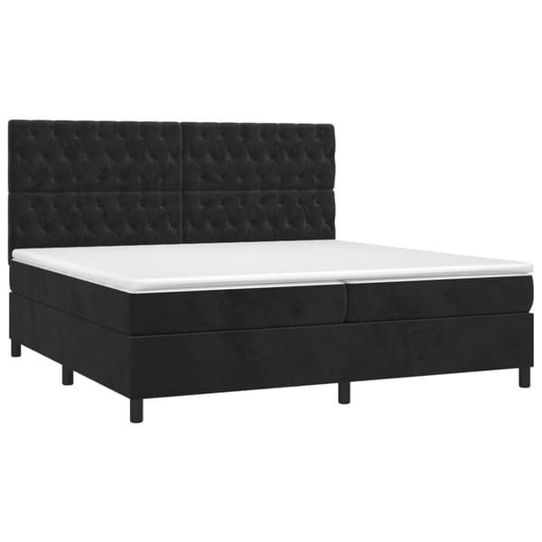 Ramsäng med madrass svart 200x200 cm sammet