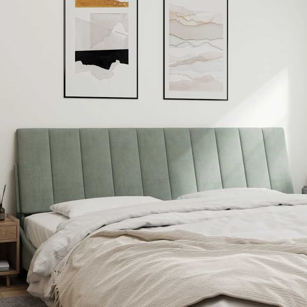 Headboard Cushion "Hanko" Light Grey 180 cm Velvet