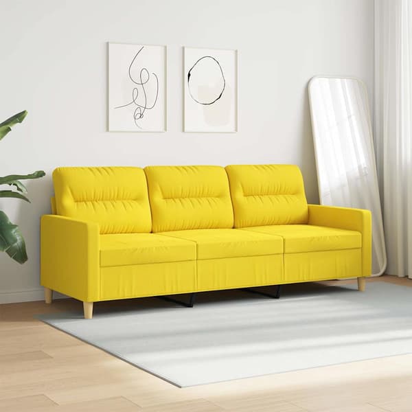3-sitssoffa ljusgul 180 cm tyg