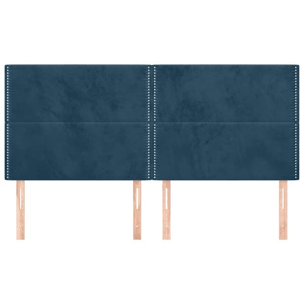 Sänggavel mörkblå 200x5x118/128 cm sammet