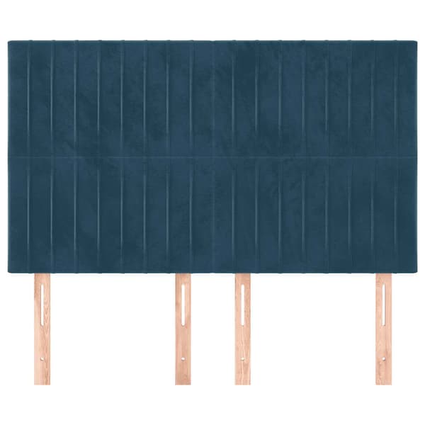 Sänggavel mörkblå 144x5x118/128 cm sammet