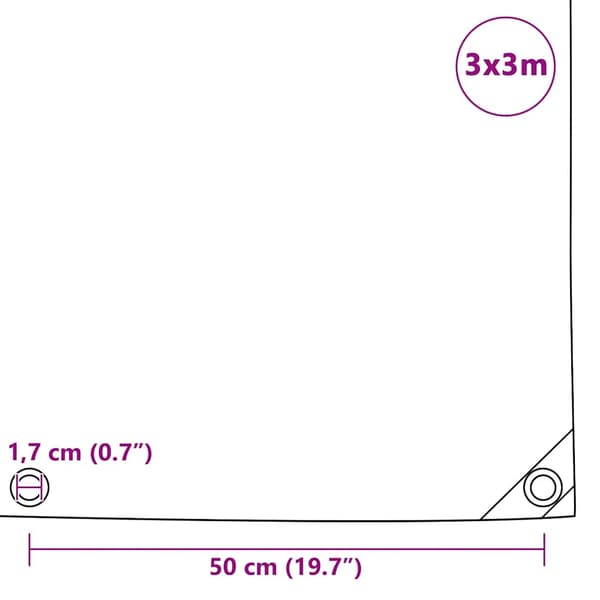 Presenning 650 g/m² 3x3 m grå