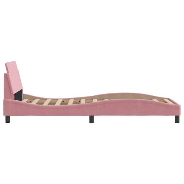 Bed Frame with Headboard "Dover" Pink 90x190 cm Velvet
