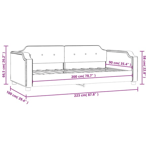 Dagbädd svart 90x200 cm tyg