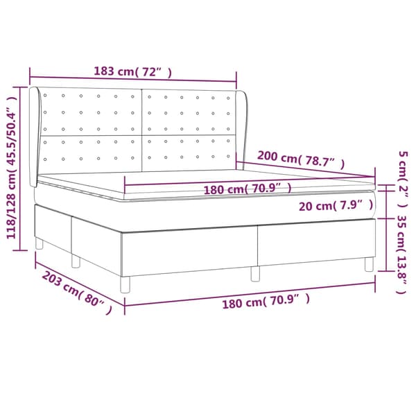 Ramsäng med madrass ljusgrå 180x200 cm sammet