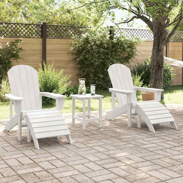 Trädgård Stol 3 pcs Vit polyeten