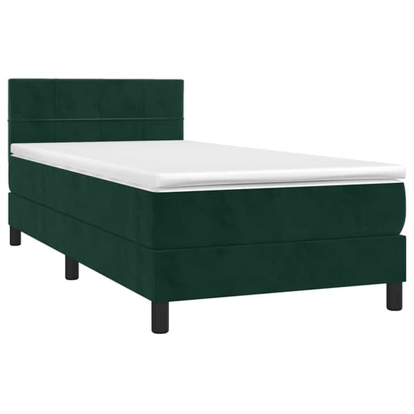 Ramsäng med madrass mörkgrön 90x190 cm sammet