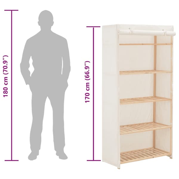 Garderob 79x40x170 cm vit tyg