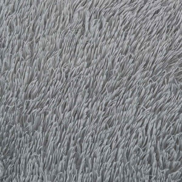 Ryamatta med lång lugg NAVARRA ljusgrå 240x240 cm polyester