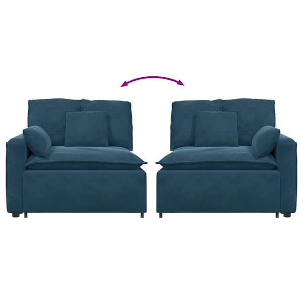 Modulär soffa armstödsändmodul med dynor blå 100 cm