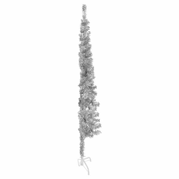 Smal halv plastgran med stativ silver 180 cm