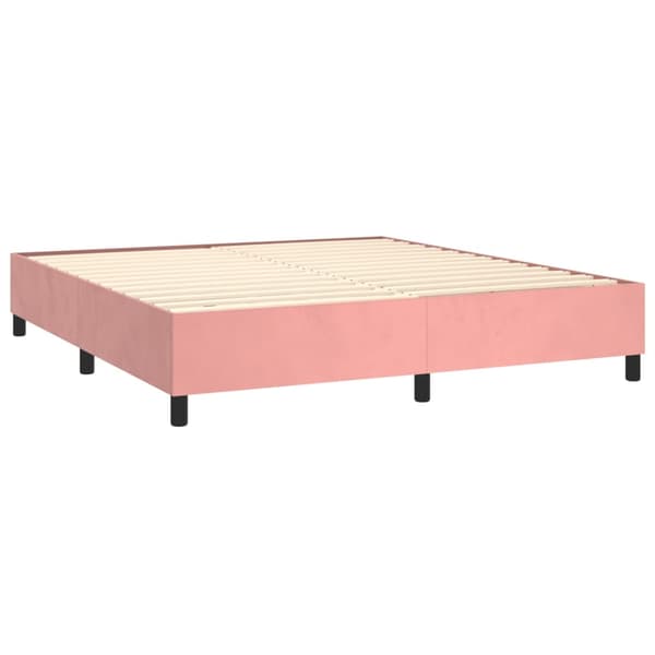 Ramsäng med madrass rosa 160x200 cm sammet
