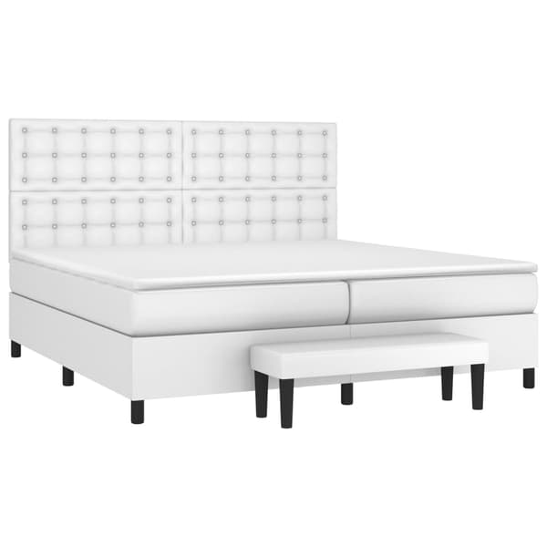 Ramsäng med madrass vit 200x200 cm konstläder