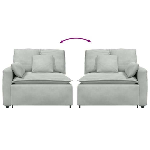 Modulär soffa armstödsändmodul med dynor ljusgrå 100 cm