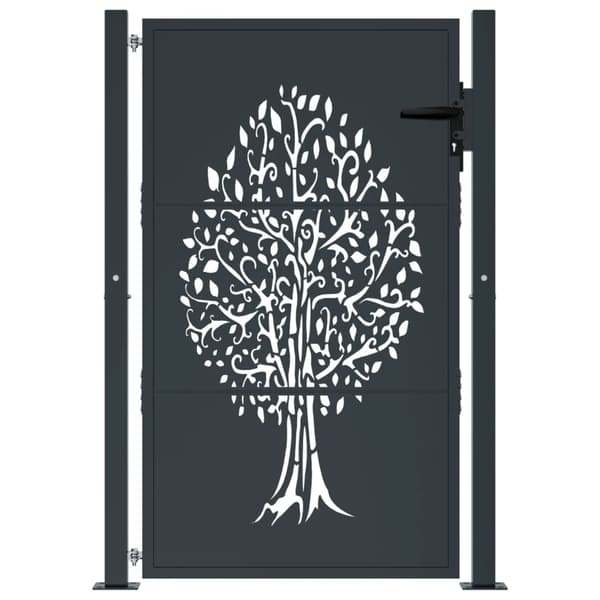 Trädgårdsgrind antracit 100x125 cm stålträddesign