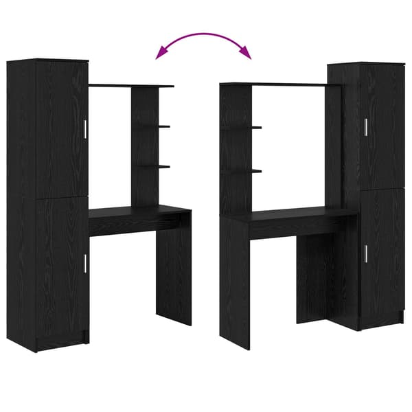 Skrivbord 2 pcs Svart Ek