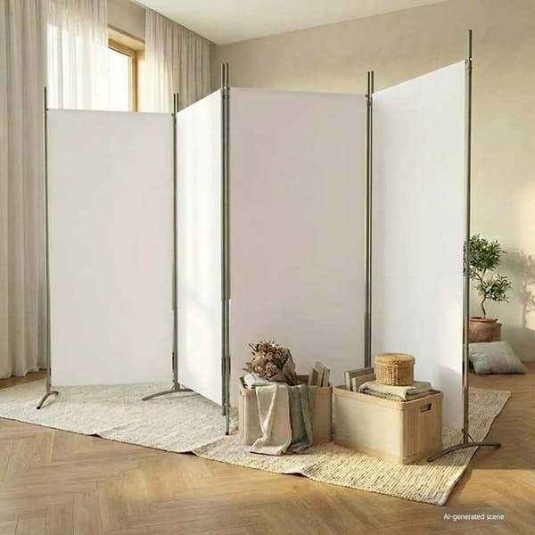 Rumsavdelare 4 paneler vit 346x180 cm tyg