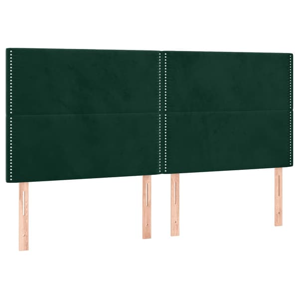 Sänggavel LED mörkgrön 200x5x118/128 cm sammet
