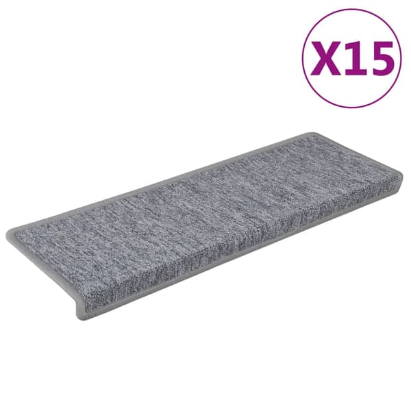 Trappmattor 15 st 65x21x4 cm ljusgrå rektangulär kant
