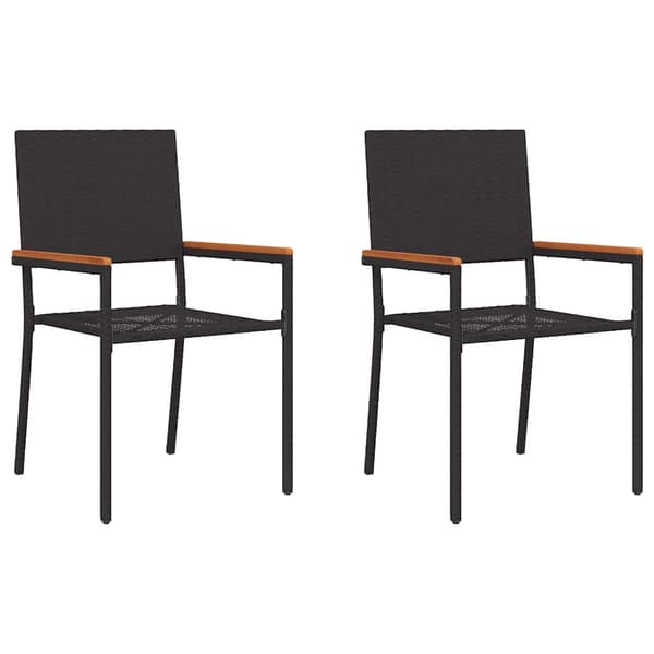 Trädgårds stapelbara stolar 2 pcs Svart och Brunt