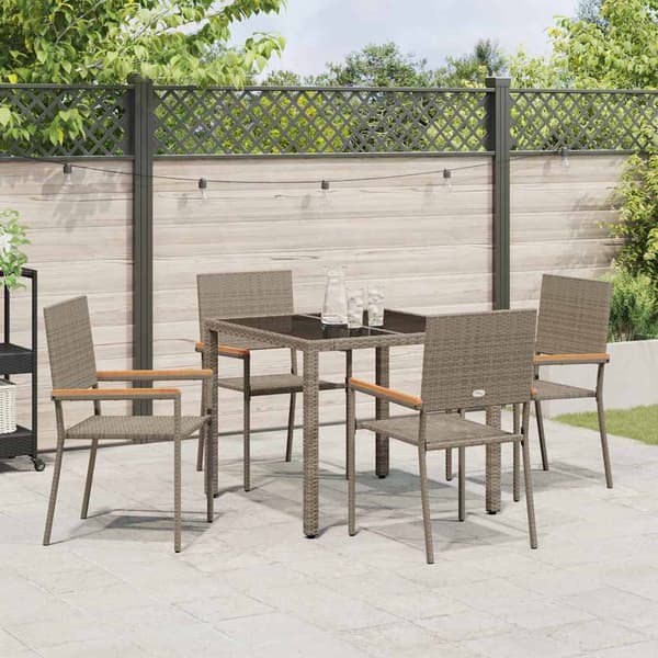 Trädgårdsmöbelset 5 pcs Grå konstrotting
