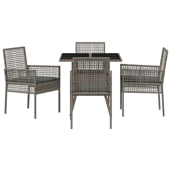 Trädgårdsmöbelset 5 pcs Grå konstrotting