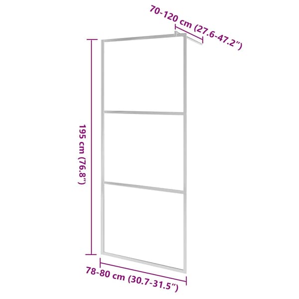 Duschvägg med halvfrostat ESG-glas 80x195 cm
