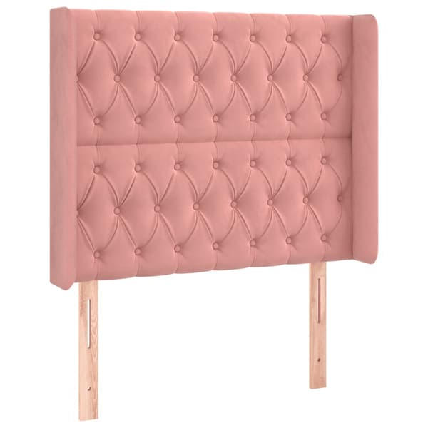Ramsäng med madrass rosa & LED 90x200 cm sammet