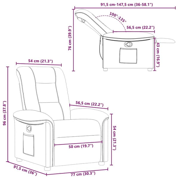 Reclinerfåtölj ljusgrå tyg