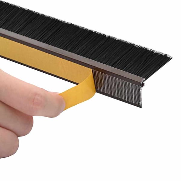 Självhäftande dörrborstlist 12 pcs Brun 100 cm