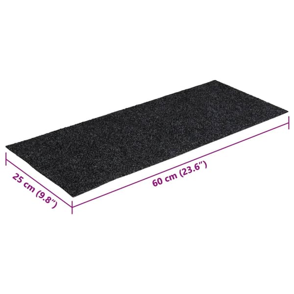 Trappmattor självhäftande 15 st 60x25 cm mörkgrå rektangulära