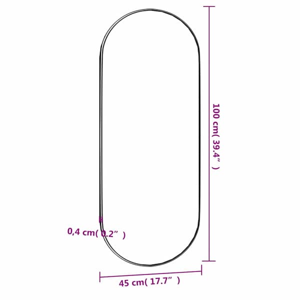 Väggspegel 45x100 cm glas oval