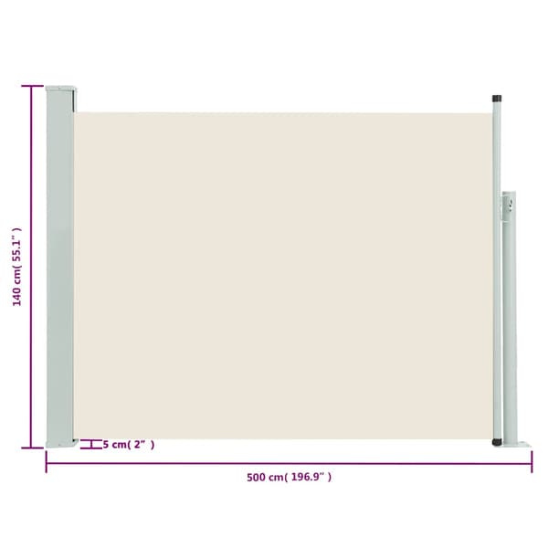 Infällbar sidomarkis 140x500 cm gräddvit