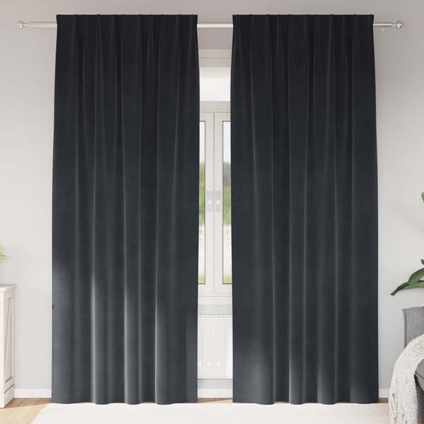 Mörkläggningsgardiner 2 st Mörkgrå 140 x 260 cm Sammet
