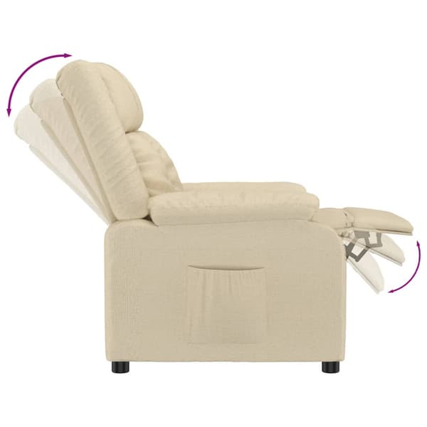 Reclinerfåtölj gräddvit tyg