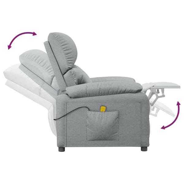 Massagefåtölj ljusgrå tyg