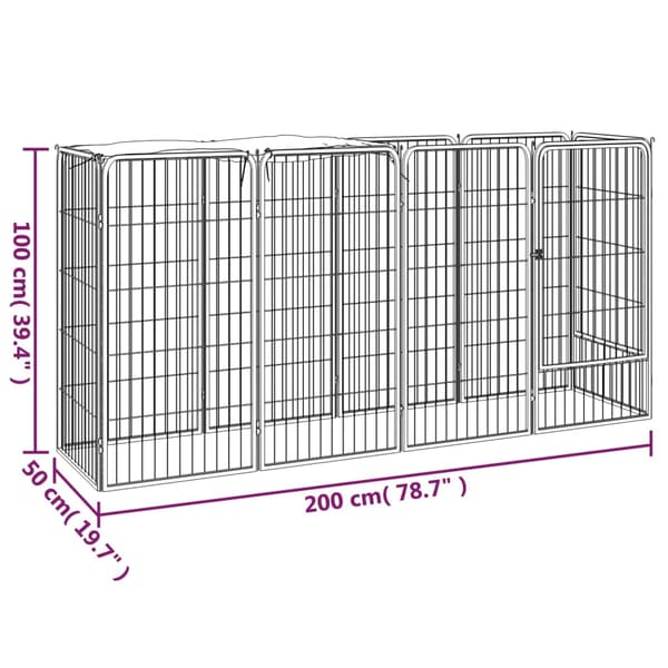Hundbur 10 paneler svart 50x100 cm pulverlackerat stål