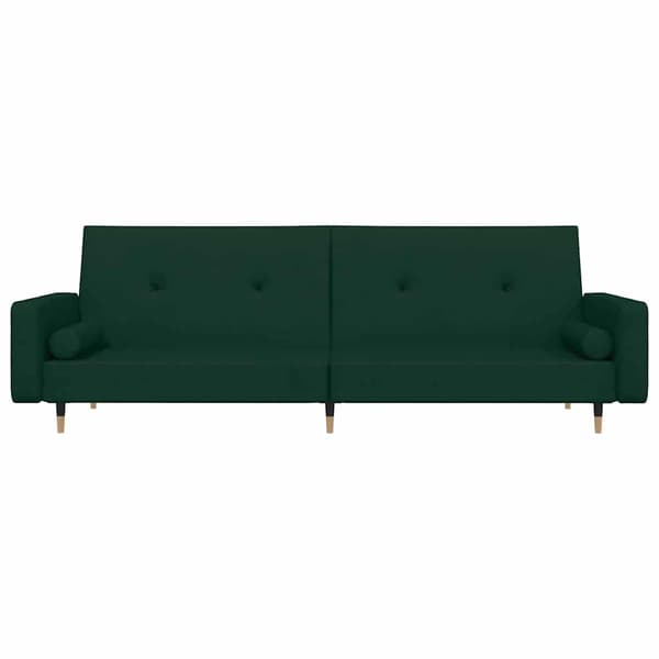 Bäddsoffa 2-sits med två kuddar mörkgrön sammet