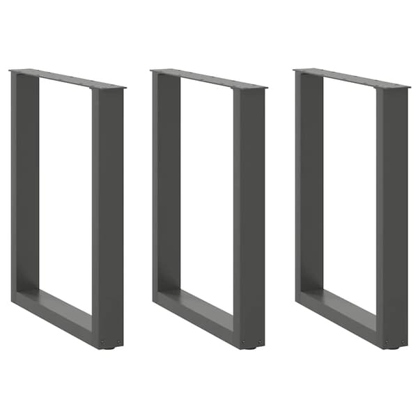 Matbordsben U-formade 3 st antracit 70x(72-73) cm stål