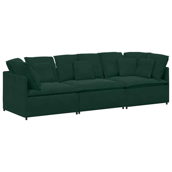 Modulsoffa med dynor sammet mörkgrön