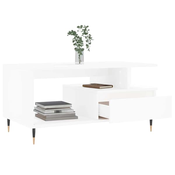 Soffbord vit 90x49x45 cm konstruerat trä