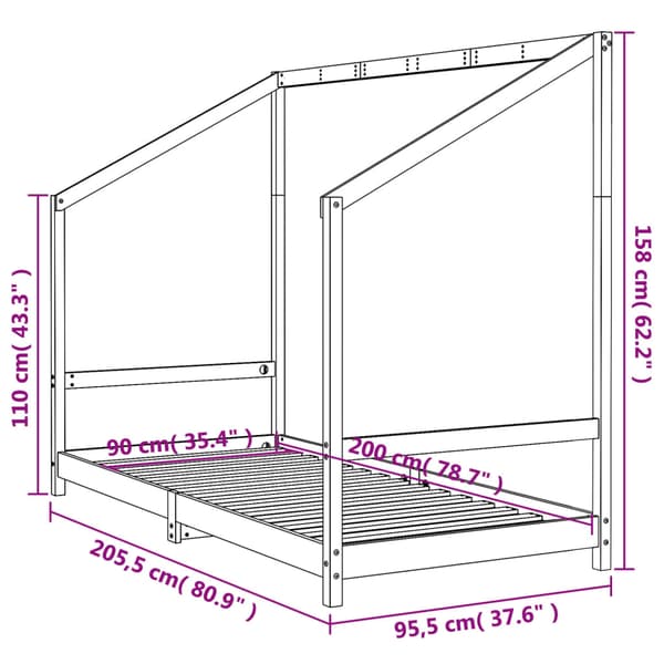 Sängram för barnsäng 90x200 cm massiv furu